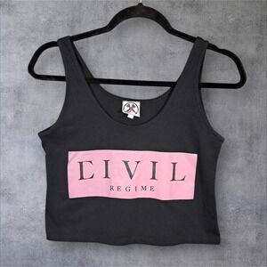 Civil Regime Shirt Women Size‎ XS Cropped Tank Top Streetwear Grunge Logo USA